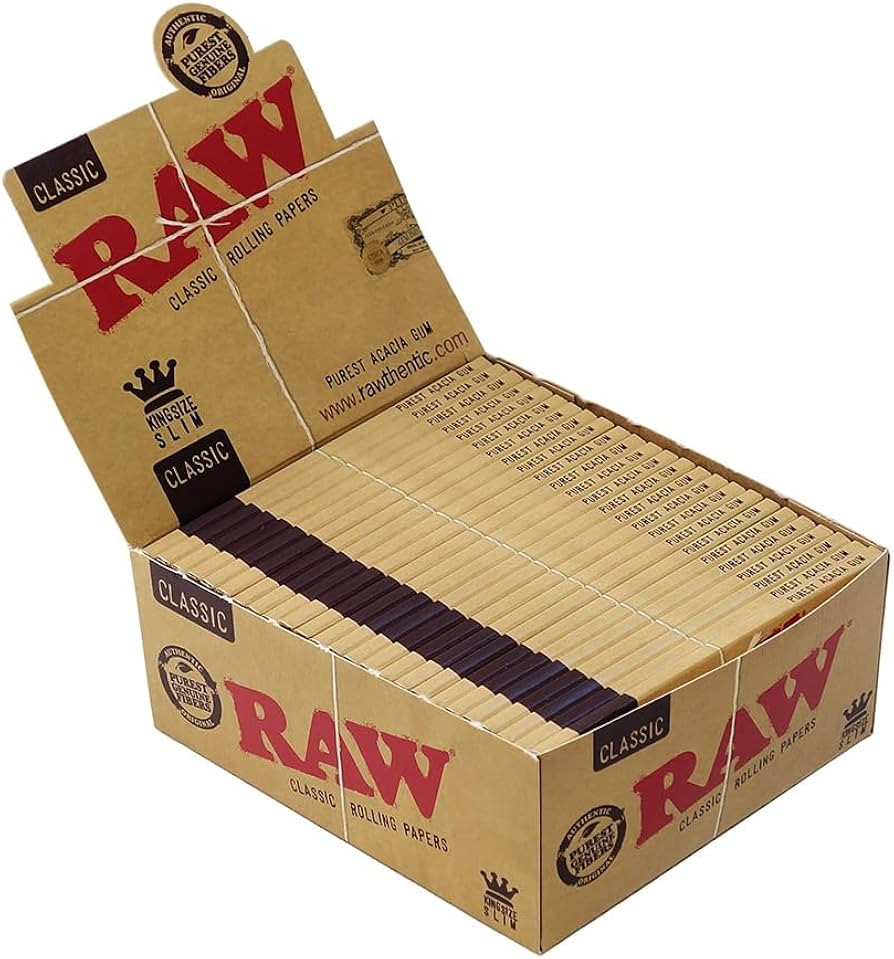 RAW - CLASSIC - KING SIZE SLIM DISPLAY - 50 PER BOX