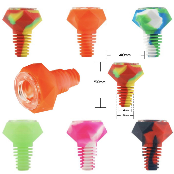 Waxmaid Universal 14mm & 18mm Joint, Diamond Bowl-Silicone & Glass. thumbnail 14