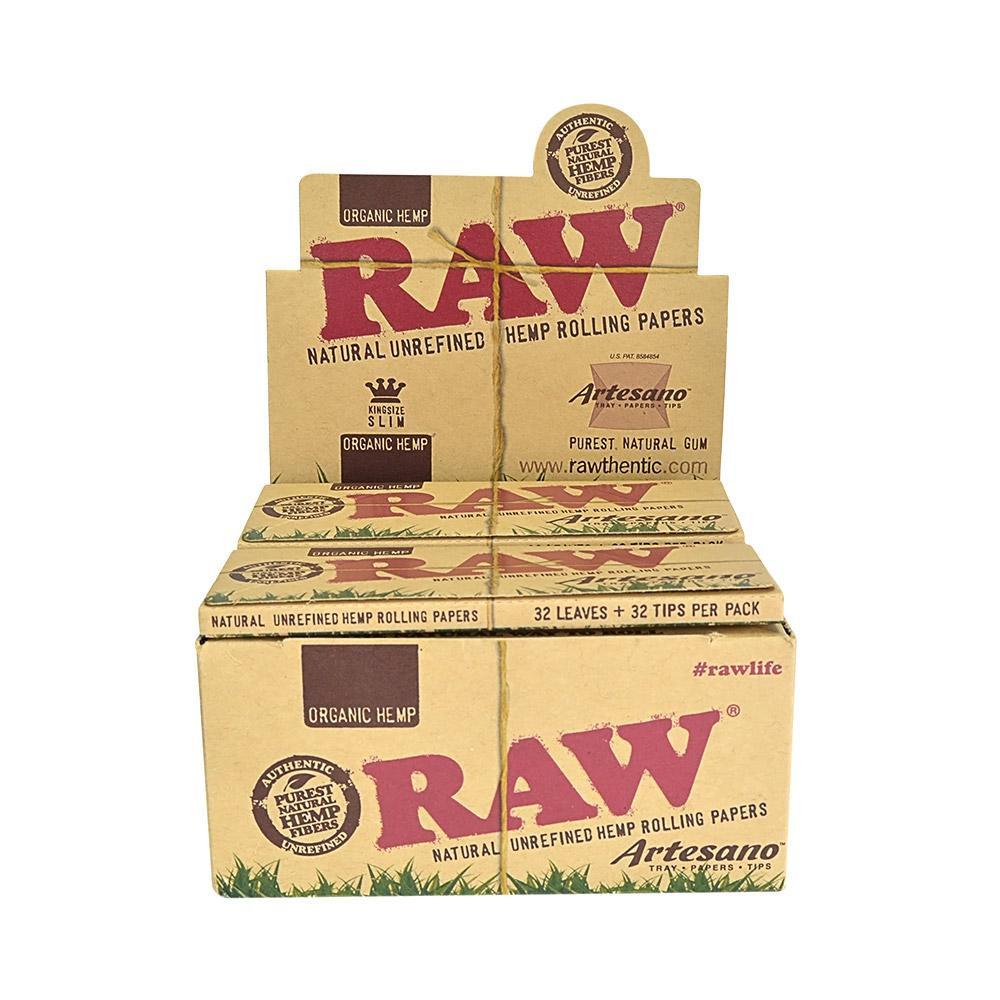 RAW - ORGANIC HEMP - KING SIZE SLIM - ARTESANO - 15 PER BOX thumbnail 2