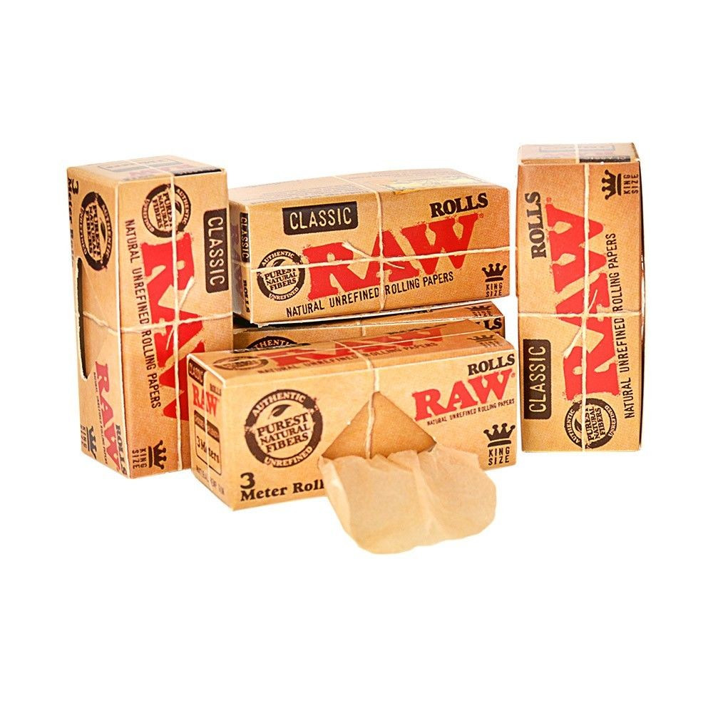 RAW CLASSIC ROLLS KING SIZE PAPER. 12 PER BOX. 3 METERS EACH- 9 Feet long thumbnail 4