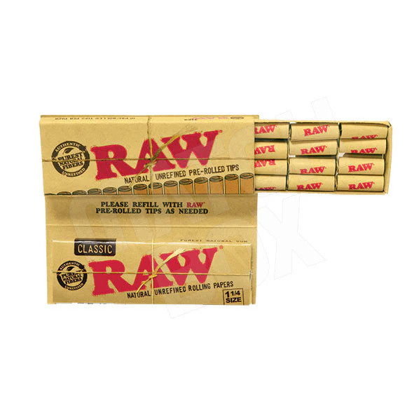 RAW - CLASSIC - MASTERPIECE 1 1/4 + PRE ROLLED TIPS - DISPLAY thumbnail 2