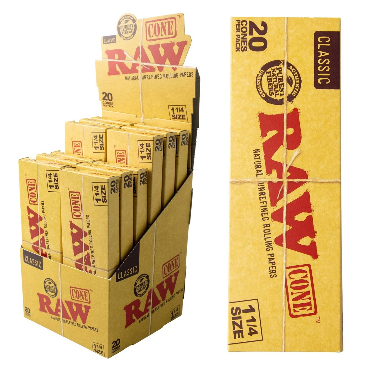 RAW - CLASSIC PRE ROLL CONE - 84MM/24MM - 1 1/4 DISPLAY 20CT