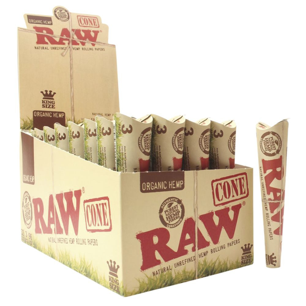 RAW - ORGANIC HEMP CONE - KING SIZE DISPLAY - 3CT