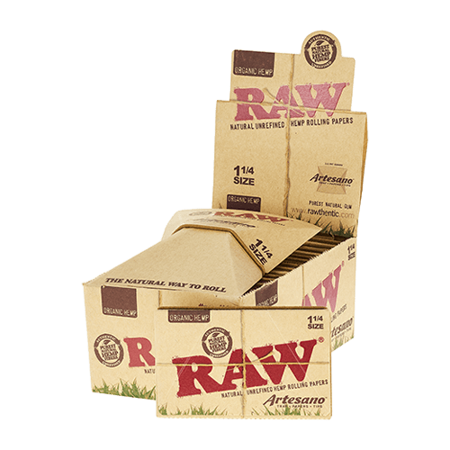 RAW - ORGANIC HEMP - 1 1/4 - ARTESANO - 15 PER BOX