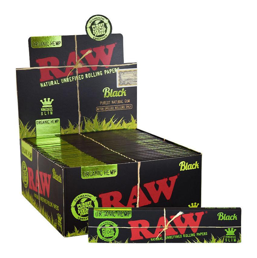 RAW - BLACK - ORGANIC HEMP KING SIZE SLIM - 50 PER BOX