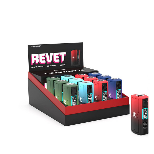 RIDDLES - REVET - 550 MAH 510 THREAD - USB C - CART BATTERY - 12PCS IN DISPLAY thumbnail 2