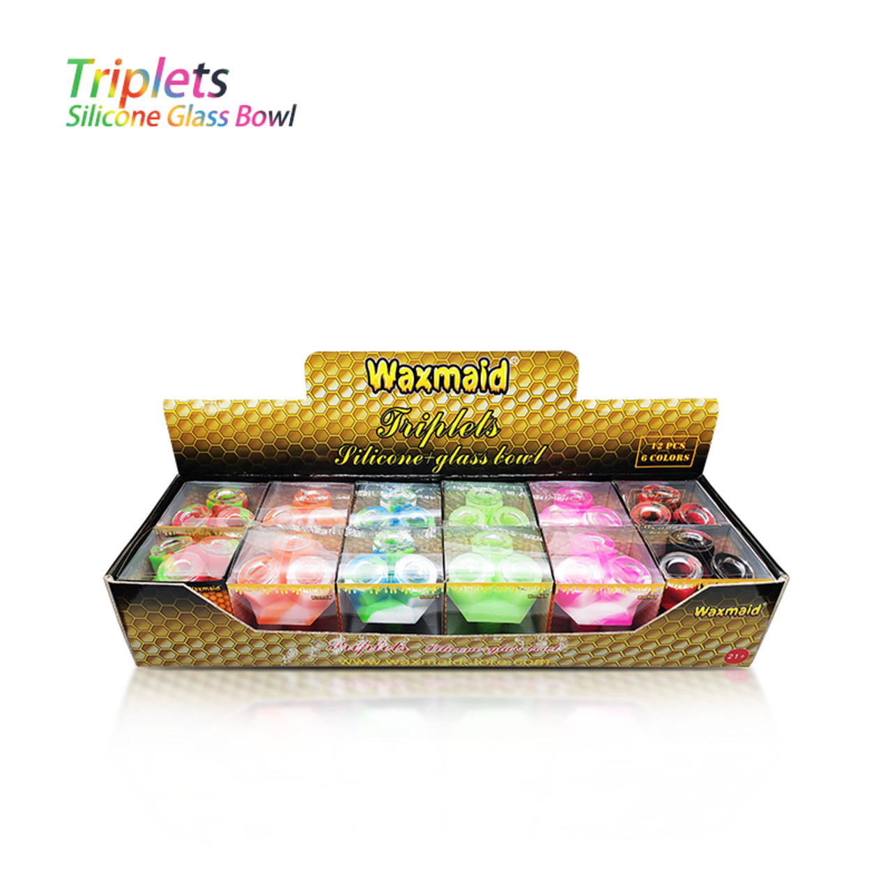 WAXMAID - TRIPLETS - SILICONE + GLASS BOWL - 12 IN DISPLAY thumbnail 2