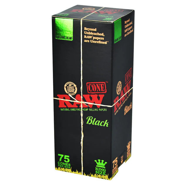 Raw Organic Cone King Size Black 75ct