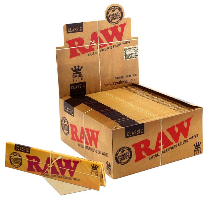 RAW CLASSIC KING SIZE SLIM ROLLING PAPER 32 LEAVES 50 PACK | 1 BOX