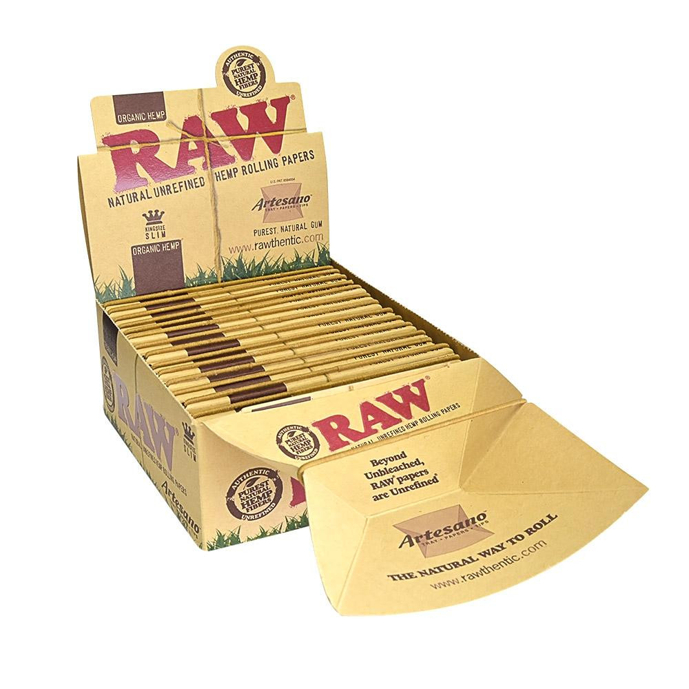 Raw Organic Artesano King Size Slim + Tips & Paper Rolling Tray
