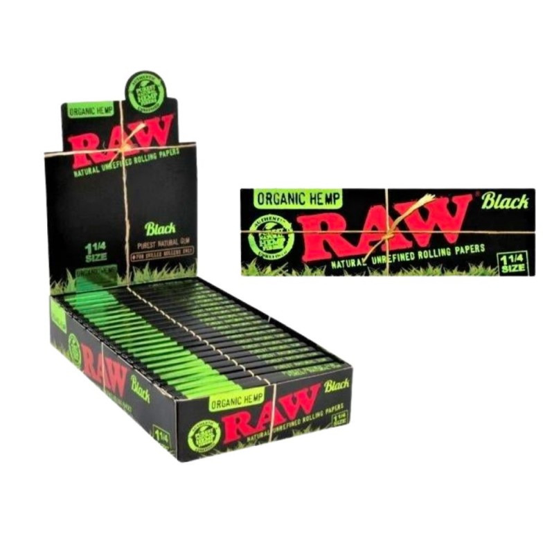 RAW Black Organic Hemp Rolling Paper 1 1/4