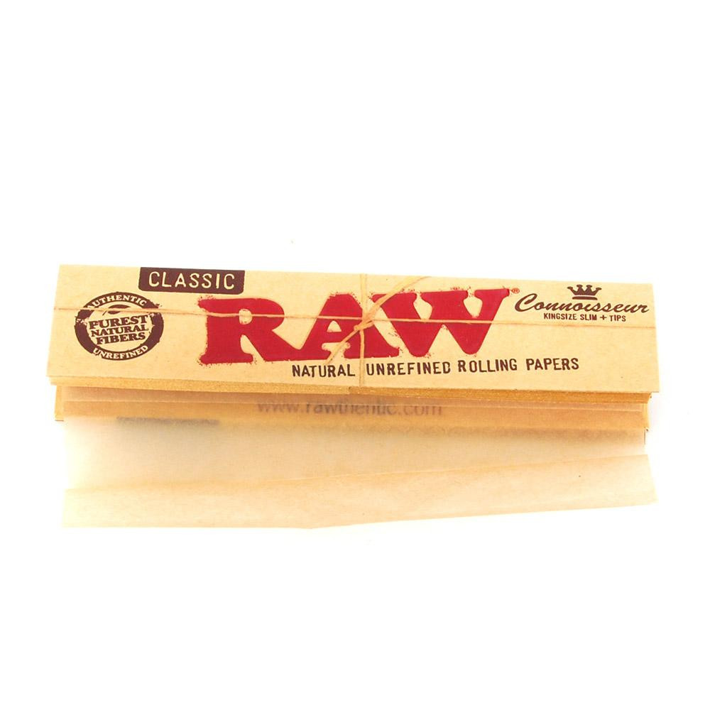 RAW - Classic Connoisseur King Size Slim with Tips Rolling Paper| Box of 24 Packs thumbnail 2