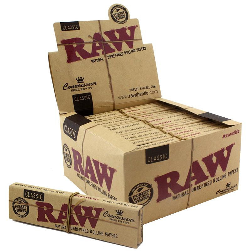 RAW - Classic Connoisseur King Size Slim with Tips Rolling Paper| Box of 24 Packs thumbnail 5