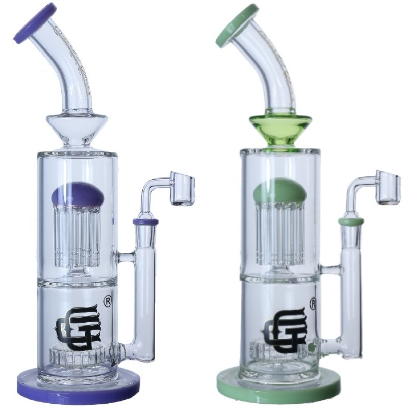 5mm – 12” Crystal Glass Disk Perc To 8-Arm Tree Perc Double Perc Rig - View 1